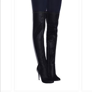 Brand new over the knee Wide calf blk heeled boots